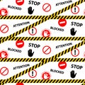 Stop blocked attention danger seamless pattern