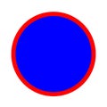 Stop blue red circle background sign on white background. prohibitive symbol. blue red forbidden traffic sign. flat style