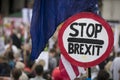 Stop brexit sign at a political protest in London Royalty Free Stock Photo