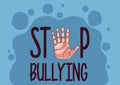 stop bullying lettering and hand stoping