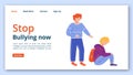 Stop bullying now landing page vector template