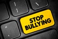 Stop Bullying text button on keyboard, concept background Royalty Free Stock Photo