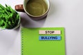 Stop Bullying text on sticky notes with office desk concept Royalty Free Stock Photo