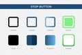 Stop Button icon in different style. Stop Button vector icons designed in outline, solid, colored, gradient, and flat style. Royalty Free Stock Photo