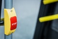 Stop button in a modern bus, electric bus Royalty Free Stock Photo