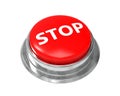 Stop button. Red STOP button isolated. Icon button STOP. Text STOP on button. Buzzer. Round button with steel border. Royalty Free Stock Photo