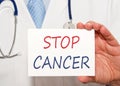 Stop Cancer - Doctor with sign and text