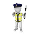 3d policeman with whistle shows stop gesture