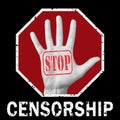 Stop censorship conceptual illustration. Open hand with the text stop censorship Royalty Free Stock Photo