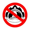 Stop Child tantrum. Ban Boy crying open mouth. Red prohibition road sign Royalty Free Stock Photo