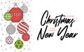 Stop christmas greeting card in trendy line style. Merry Christmas and Happy New Year outline cartoon Sports banner. stop sign as Royalty Free Stock Photo