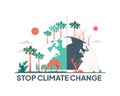 Stop climate change illustration. Flat style design for Sustainability practices end Environment protection concept