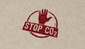 Stop CO2 and carbon neutral stamp and stamping Royalty Free Stock Photo