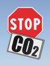 Stop Co2 written on roadsign - concept image on blue background Royalty Free Stock Photo