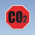 Stop Co2 written on roadsign - concept image on blue background Royalty Free Stock Photo