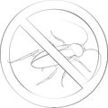 Stop cockroach sign black line symbol illustration