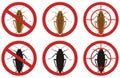 Stop cockroach signs. A set of insect pest control signs. Vector illustration. Royalty Free Stock Photo