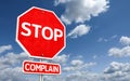Stop complain - road sign