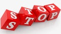Stop concept on cubes in red Royalty Free Stock Photo