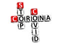 Stop Coronavirus COVID-19. 3D red-white crossword puzzle on white background. Corona Virus Creative Words