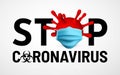 Stop Coronavirus Covid-19, 2019-nKoV. Illustration of virus unit medical mask. World pandemic concept. Vector illustration