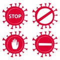 Stop corona virus covid-19 pandemy sign icon prevention quarantine conept