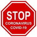 Stop coronavirus covid-19 red sign vector illustration Royalty Free Stock Photo