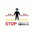 STOP coronavirus covid-19. Social distancing avoiding vector image. Keep a distance of 2 m. Keep your distance in public to preven