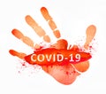 Stop coronavirus covid-19 symbol. hand symbol stopping coronavirus