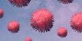 Stop coronavirus. 3D microbiology illustration with pathogenic microbes on color background