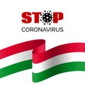 Stop coronavirus in Hungary. Vector banner for covid-19 prevention. With hungarian flag