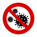 Stop coronavirus icon. Sign caution covid-19. Warning symbol. Vector illustration isolated on white Royalty Free Stock Photo