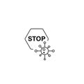 Stop Coronavirus icon. stop sign line vector. Vaccine