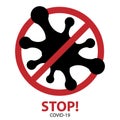 Stop coronavirus, illustration to the news disease statistics. stop the covid-19 virus. black and red stamp isolated on white back Royalty Free Stock Photo