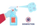 Stop coronavirus infection. Disinfection with antibacterial spray