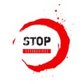 Stop coronavirus ink watercolor icon