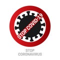 Stop Coronavirus Isolated Covid-19 Icon with Corona Virus on White Background