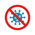 Stop coronavirus. Red prohibit sign. Vector corona virus symbol. Bacteria Covid 19-NCP