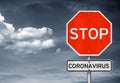 Stop Coronavirus - roadsign message Royalty Free Stock Photo