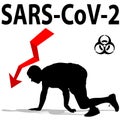 Stop coronavirus SARS Covid patient falls from a disease on a white background