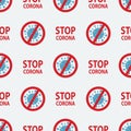 STOP coronavirus seamless pattern. Dangerous chinese ncov corona virus, SARS pandemic risk alert. Corona Virus. 2019 Royalty Free Stock Photo