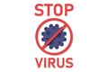 Stop coronavirus sign. Concept of the fight against virus disease with red ban sign and bacteria sell inside. Vector illustration Royalty Free Stock Photo