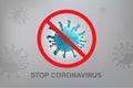 Stop Coronavirus sign with virus particles