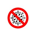 Stop coronavirus symbol with red circle stop sign. Flat Stop Epidemic Sign on a White Background