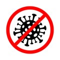 Stop coronavirus symbol with red circle stop sign.