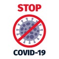 Stop coronavirus vector. Coivd-19 caution sign. Prevent infection disease from spreading