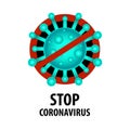 Stop Coronavirus vector element. Stop sign with a virus COVID