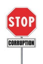 Stop corruption concept. Stop corruption written on signpost Royalty Free Stock Photo