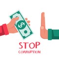 Stop corruption. Vector illustration, flat design.