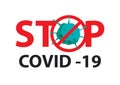 Stop covid 19 coronavirus with red symbol danger sign Royalty Free Stock Photo